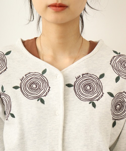 カーディガン EMAGO 木のロゴ刺繍カーデ レディース Emago カーディガン EMAGO 木のロゴ刺繍カーデ レディース