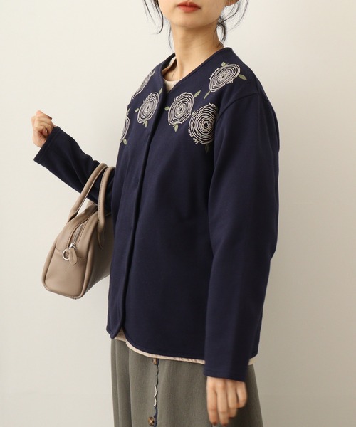 カーディガン EMAGO 木のロゴ刺繍カーデ レディース Emago カーディガン EMAGO 木のロゴ刺繍カーデ レディース