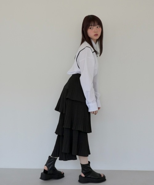 Uenui スカート ユニーク フリル フレア ティアード