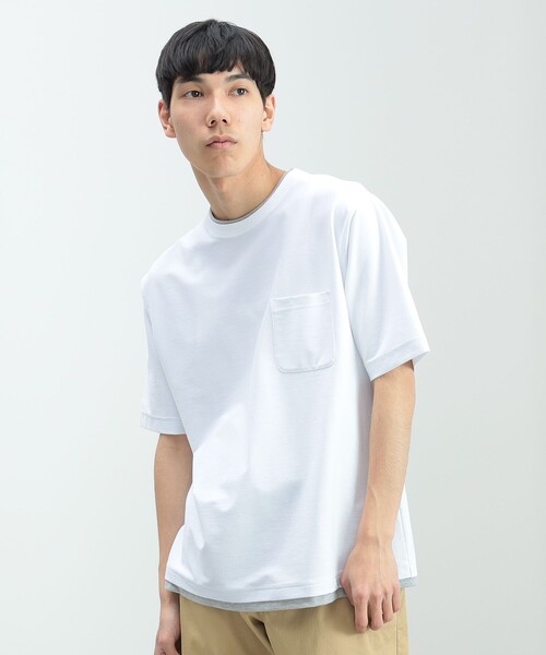 BEAMS HEART tシャツ クールタッチ フェイクレイヤー ポケット T