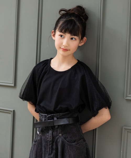 tシャツ Tシャツ ボリュームチュール袖 半袖Tシャツ キッズ : 82503091 