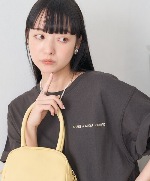 ハートフリンジTシャツ　黒×黒 セール】ハート刺繍Tシャツ（Tシャツ/カットソー）｜FREAK'S