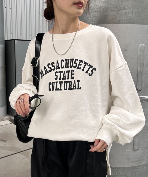 トレーナー スウェット サイドスリットスウェット レディース AMERICAN HOLIC トレーナー スウェット サイドスリットポンチ