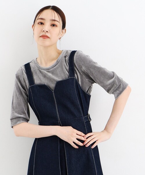 THE SHOP TK tシャツ 「ヒルナンデス！で紹介」ベロア5分袖プル