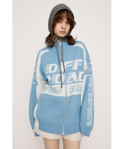 SLY（スライ） カーディガン LOGO JQ ZIP UP C/D ロゴ ジャガード
