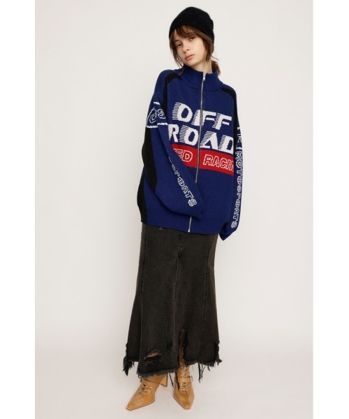 SLY（スライ） カーディガン LOGO JQ ZIP UP C/D ロゴ ジャガード