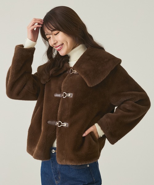 アウター フェイクムートンショートブルゾン レディース MURUAムートン