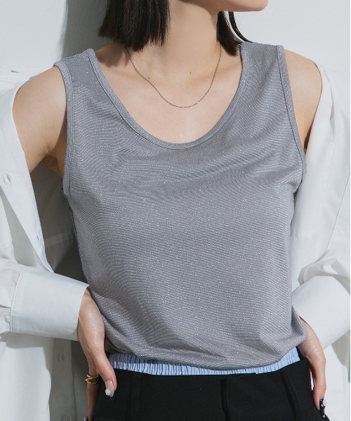 ad thie（アドティエ） タンクトップ ノースリーブ 2WAYラメ タンク