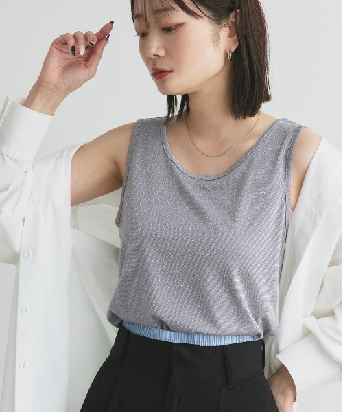 ad thie（アドティエ） タンクトップ ノースリーブ 2WAYラメ タンク