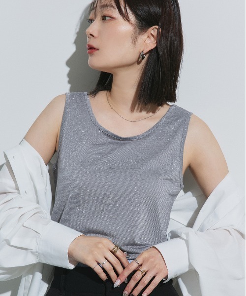 ad thie（アドティエ） タンクトップ ノースリーブ 2WAYラメ タンク