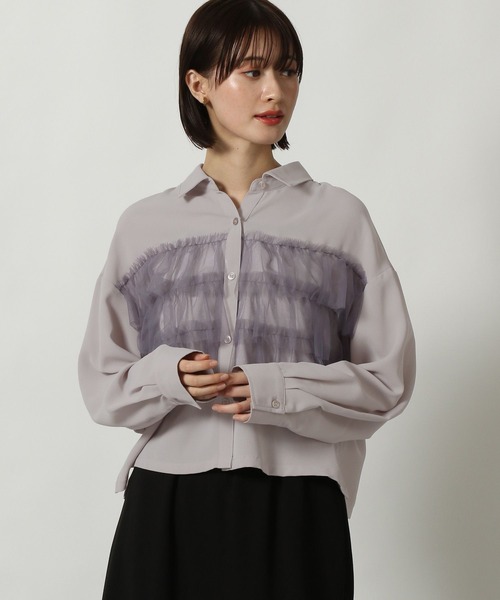 LAKOLE（ラコレ） ブラウス シャツ チュールドッキングシャツ長袖