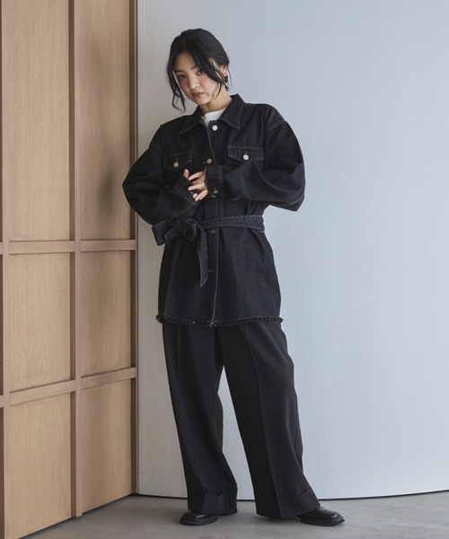 feepur スラックス パンツ ロールアップワイドスラックス