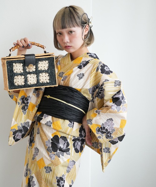 utatane かごバッグ カゴバッグ かぎ針編みパッチワーク