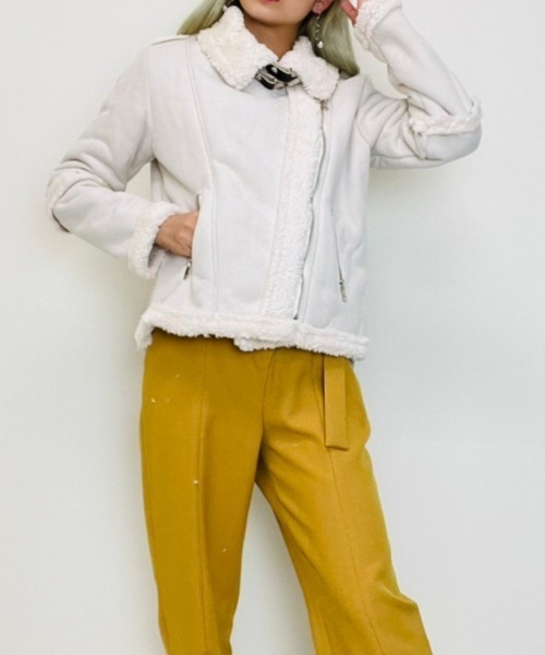 「DOLLUPOOPS」 ライダースジャケット 38 ベージュ レディース_画像5