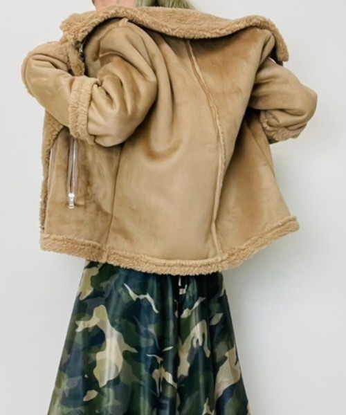 「DOLLUPOOPS」 ライダースジャケット 38 ベージュ レディース_画像7