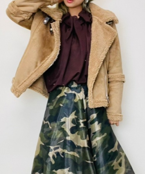 「DOLLUPOOPS」 ライダースジャケット 38 ベージュ レディース_画像8