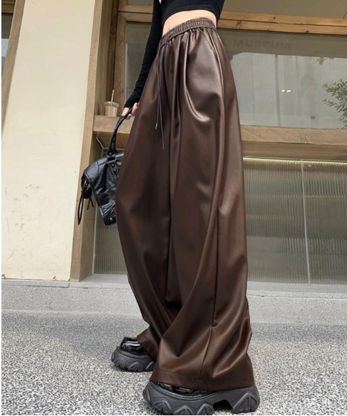 「VIBGYOR」 「burlesque」イージーパンツ MEDIUM ブラウン レディース_画像6