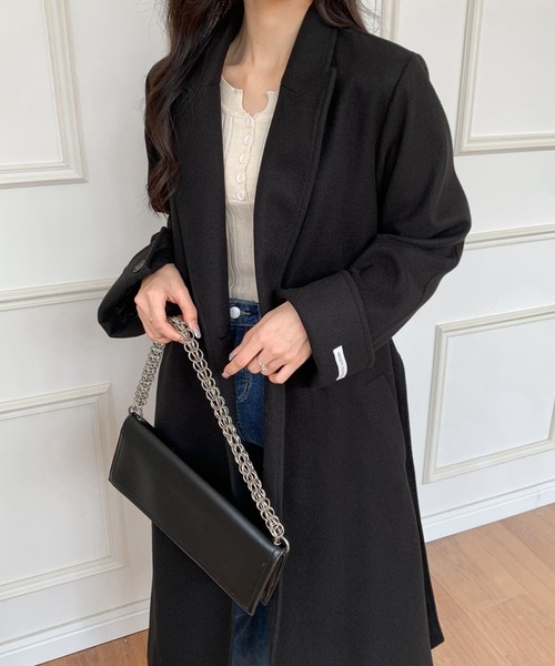 「ECLIN」 チェスターコート FREE ブラック レディース_画像2