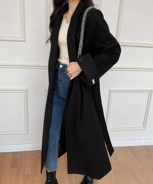 「ECLIN」 チェスターコート FREE ブラック レディース_画像3