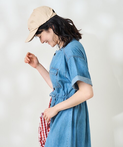 【 Jeans】ロゴ デニム カットアウトドレス シャツワンピ FREAK'S STORE ワンピース SOMETHING × STORE/サムシング 別注