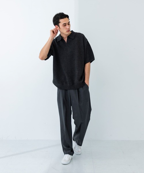 【crepuscule】アーバンリサーチ別注 リネンスキッパーポロ　2　杢グレー アーバンリサーチ URBAN RESEARCH 『別注』crepuscule×URBAN
