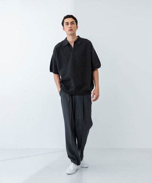 【crepuscule】アーバンリサーチ別注 リネンスキッパーポロ　2　杢グレー アーバンリサーチ URBAN RESEARCH 『別注』crepuscule×URBAN