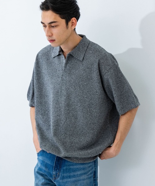 【crepuscule】アーバンリサーチ別注 リネンスキッパーポロ　2　杢グレー アーバンリサーチ URBAN RESEARCH 『別注』crepuscule×URBAN