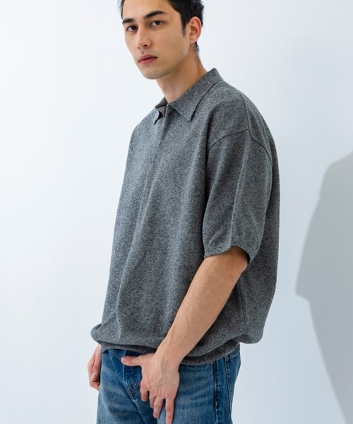 【crepuscule】アーバンリサーチ別注 リネンスキッパーポロ　2　杢グレー アーバンリサーチ URBAN RESEARCH 『別注』crepuscule×URBAN
