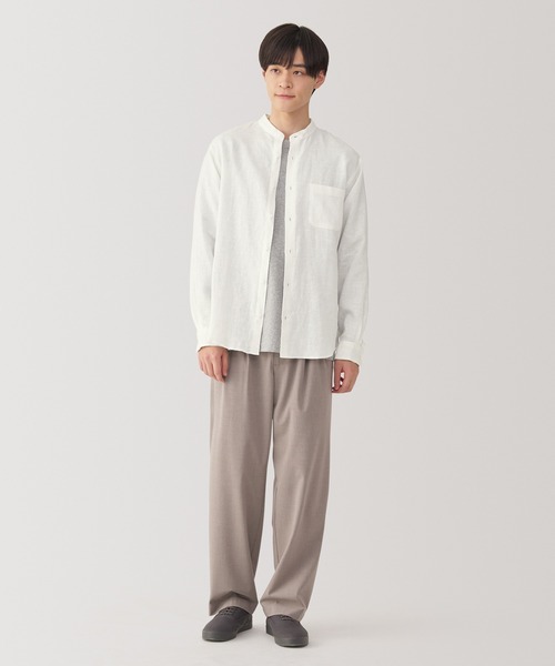 無印　リネンスタンドカラー長袖シャツ3枚セット XL 紳士 リネン洗いざらしスタンドカラー長袖シャツ | 無印良品