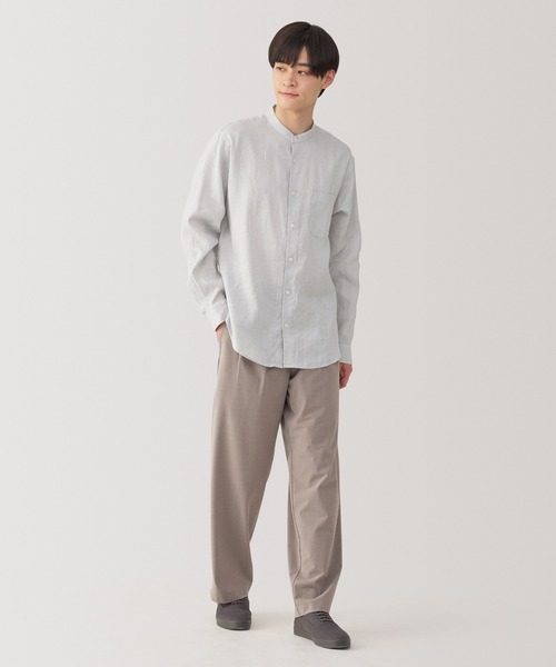 無印　リネンスタンドカラー長袖シャツ3枚セット XL 無印良品 シャツ 紳士 リネン洗いざらしスタンドカラー長袖