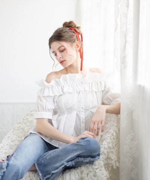 clear ブラウス シャツ フリルオフショルブラウス 「着回し力抜群 大人