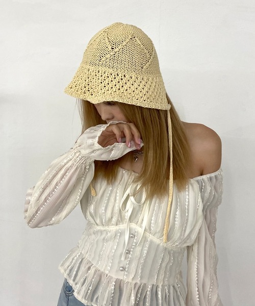 rire 帽子 ハット 紐付きクロシェハット レディース : ZOZOTOWN Yahoo