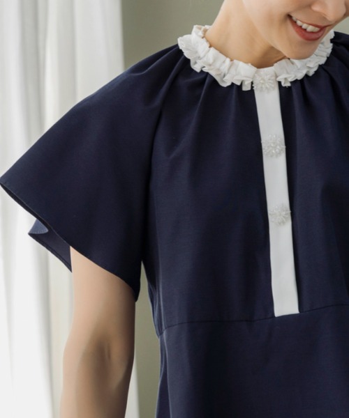 ブラウス シャツ 「SONO/ソーノ」「PLUVIOPHILE.COL」オーナメントビジューチュニックＢ レディース Sono ブラウス シャツ 「SONO/ソーノ」「PLUVIOPHILE.COL