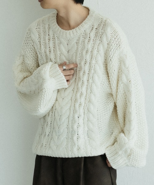 「epnok」 長袖ニット MEDIUM アイボリー メンズ_画像2