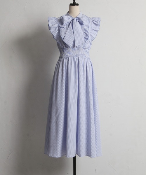 tocco closet（トッコ クローゼット） ワンピース フリル付きボウタイ