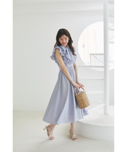 tocco closet（トッコ クローゼット） ワンピース フリル付きボウタイ