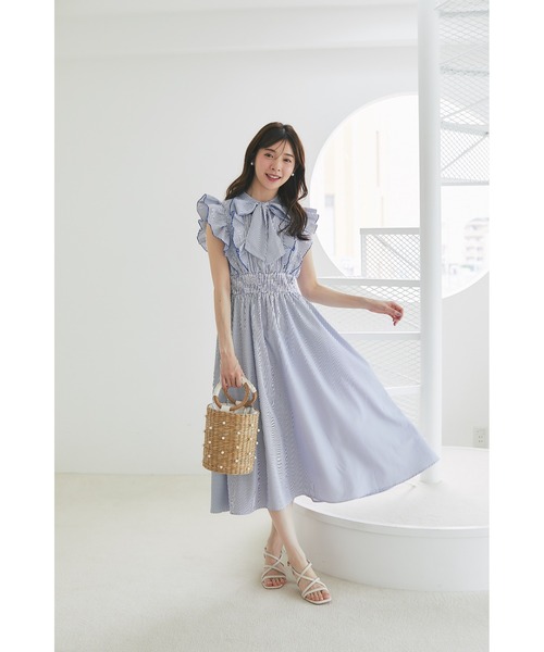 tocco closet（トッコ クローゼット） ワンピース フリル付きボウタイ