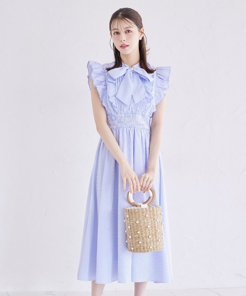 tocco closet（トッコ クローゼット） ワンピース フリル付きボウタイ