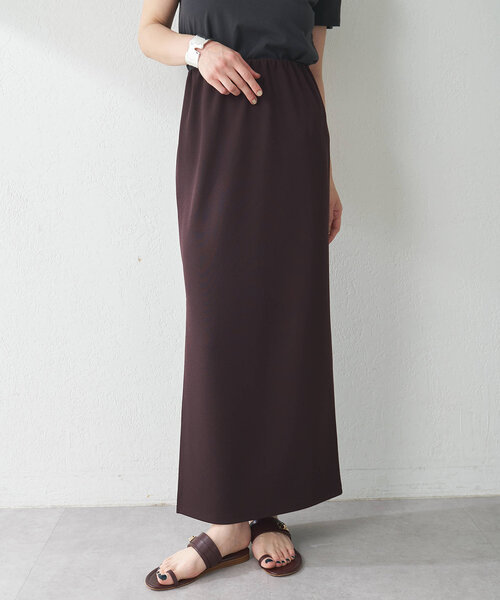 WHIM G 黒 スリット タイトスカート Whim Gazette スカート カットジョーゼットスリットスカート