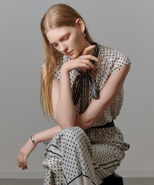 allureville（アルアバイル） ブラウス シャツ パネルドットプリント