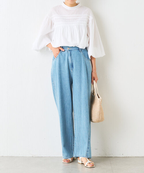 【ビアズリー】立体タックブラウス BEARDSLEY ブラウス シャツ ニットコンビブラウス レディース