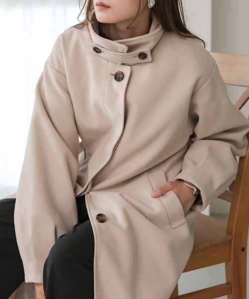 「Bab」 ステンカラーコート M モカ レディース_画像2