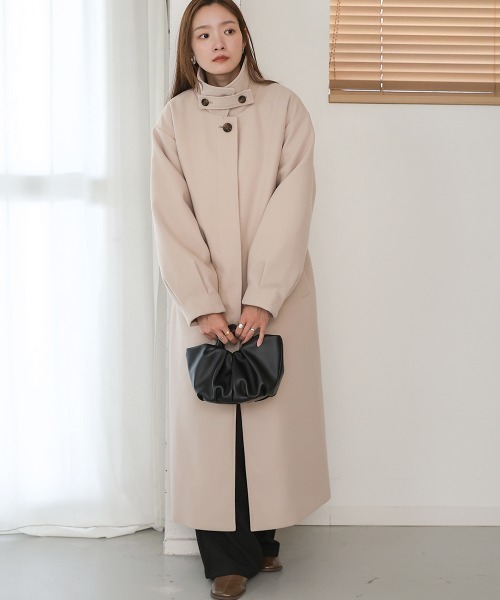 「Bab」 ステンカラーコート M モカ レディース_画像3