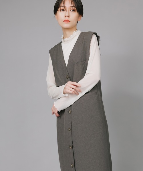 ベスト ジレ PROVOKE/プロヴォーク  student long vest ロングベスト レディース