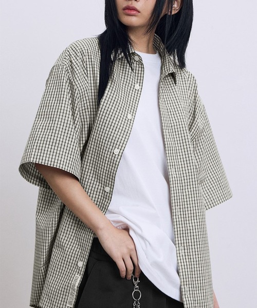 ブラウス シャツ 「UNISEX」Filluminate／Lowkeyチェック半袖シャツ レディース メンズ