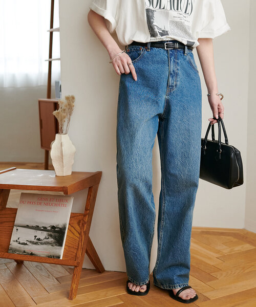 「DISCOAT」 加工デニムパンツ LARGE ブルー レディース