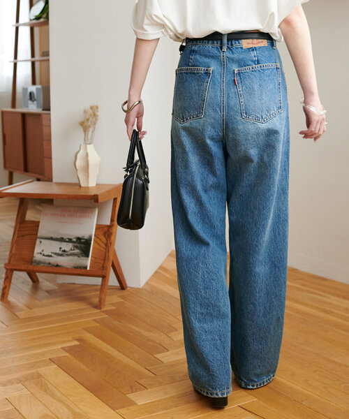 「DISCOAT」 加工デニムパンツ LARGE ブルー レディース