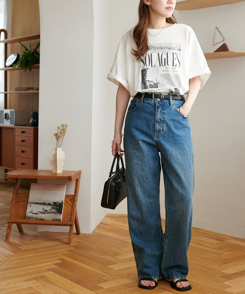 「DISCOAT」 加工デニムパンツ LARGE ブルー レディース