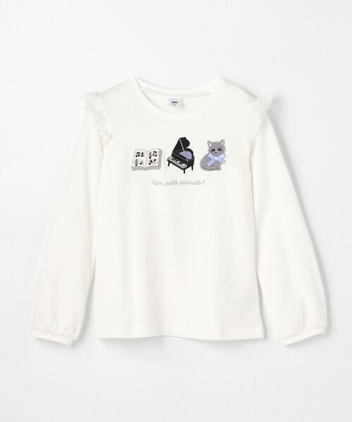 ANY（エニィ） tシャツ おけいこモチーフ刺繍入り 長袖Tシャツ キッズ