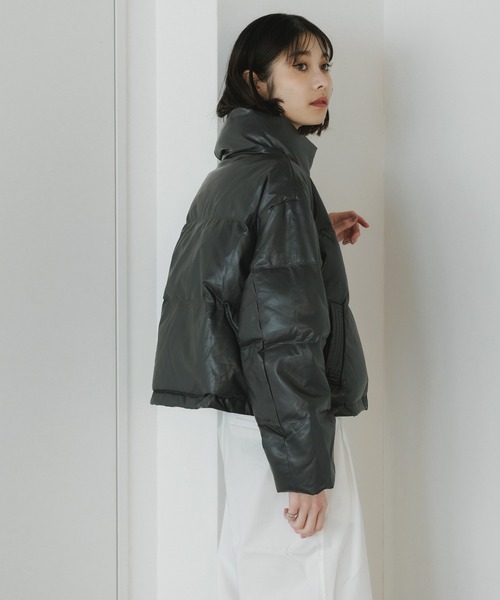 AO2 ダウンコート ダウンジャケット faux leather puffer jacket